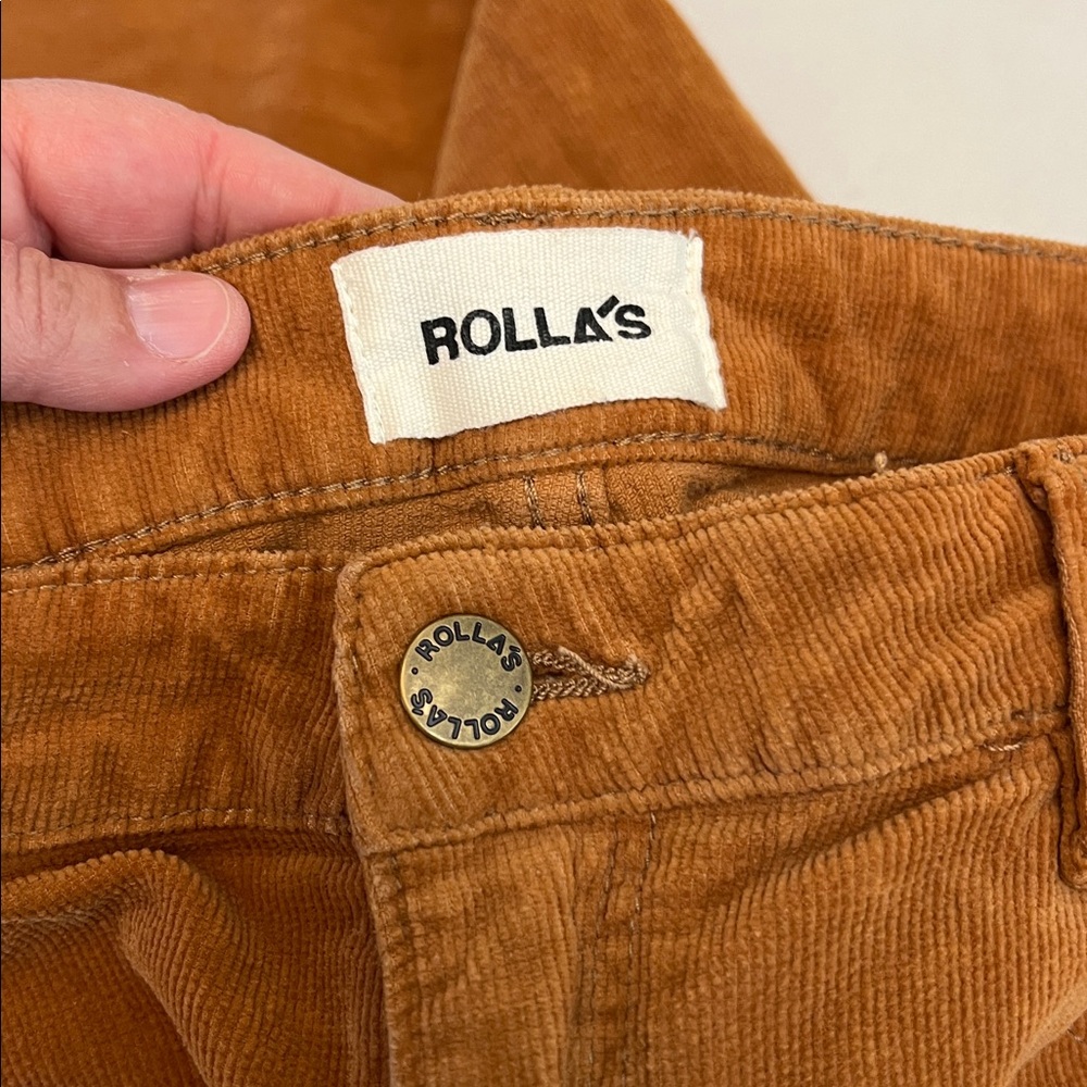 ROLLA’S EASTCOAST CROP FLARE HIGH RISE TAN CORDUROY PANTS SIZE 28 - Picture 10 of 16